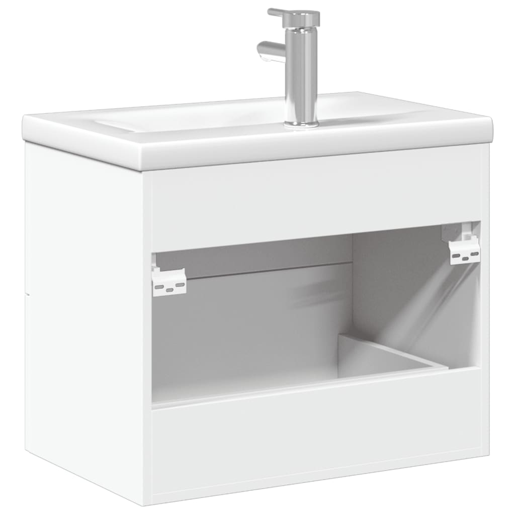 vidaXL Koupelnová skříňka se zápustným umyvadlem bílá