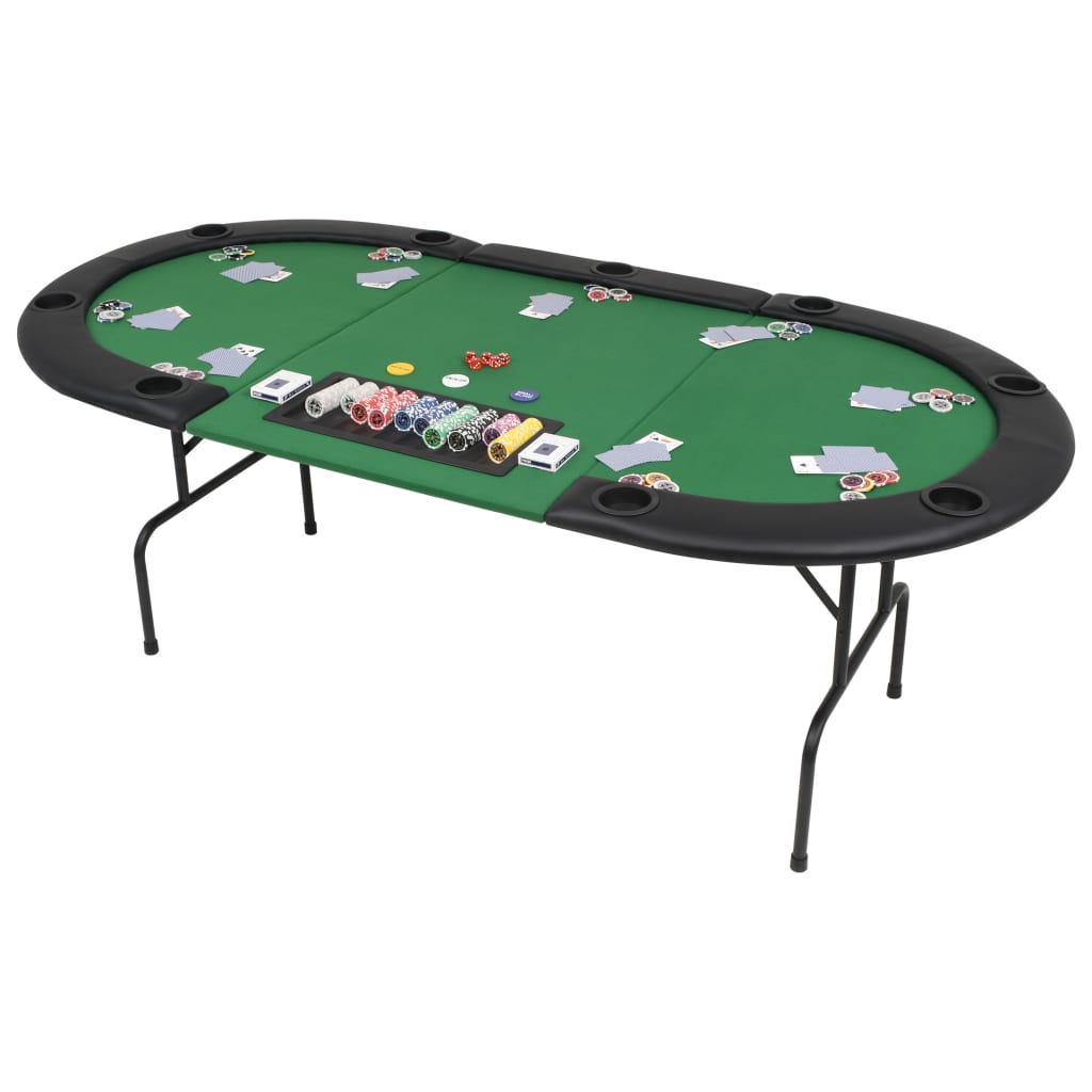 vidaXL Skládací pokerový stůl pro 9 hráčů 3 díly oválný zelený