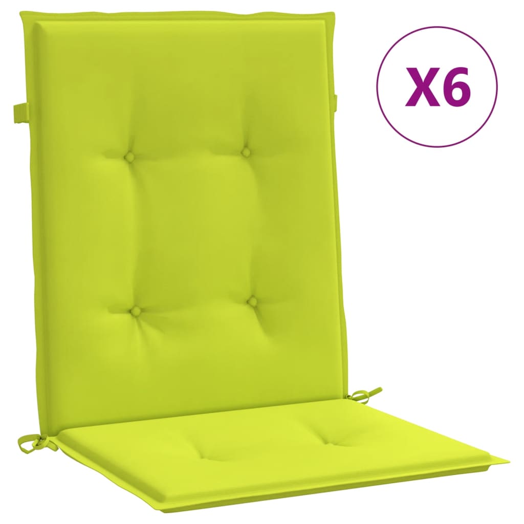 vidaXL Podušky na židli nízké opěradlo 6 ks jasně zelené 100x50x3 cm