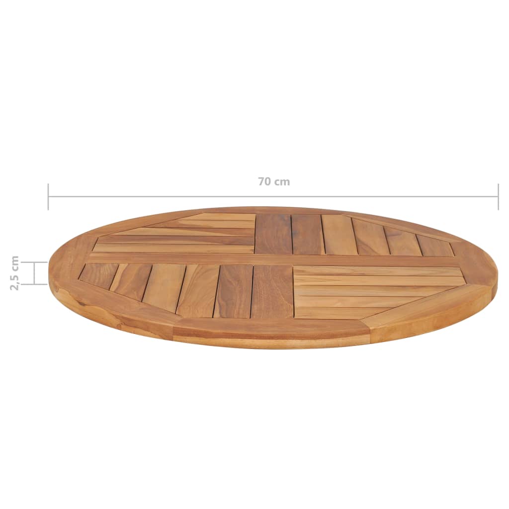 vidaXL Stolní deska masivní teakové dřevo kulatá 2,5 cm 70 cm
