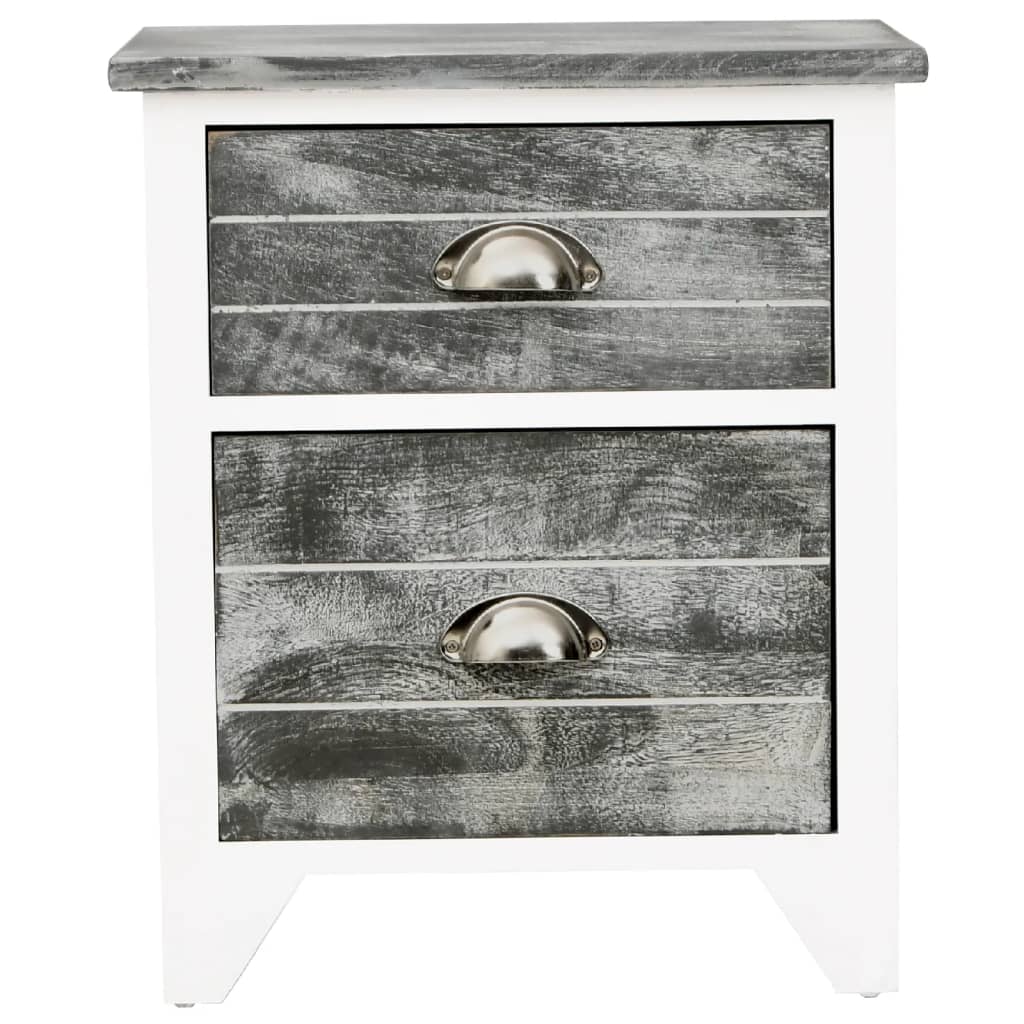vidaXL Noční stolek šedý a bílý 38 x 28 x 45 cm dřevo pavlovnie