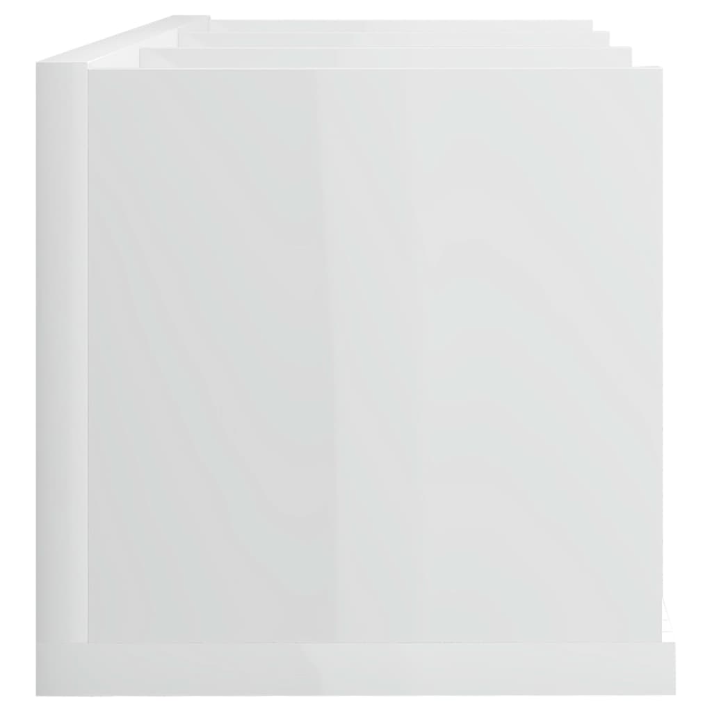 vidaXL Nástěnná police na CD bílá vysoký lesk 75x18x18 cm dřevotříska