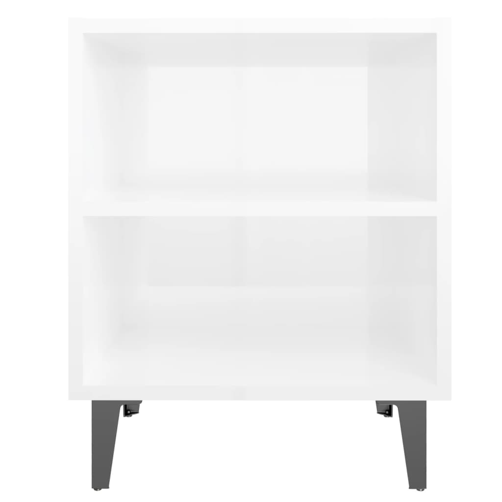 vidaXL Noční stolky s kovovými nohami 2 ks lesklé bílé 40 x 30 x 50 cm