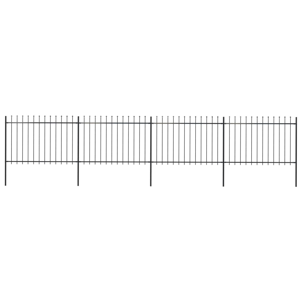 vidaXL Zahradní plot s hroty ocelový 6,8 x 1,2 m černý