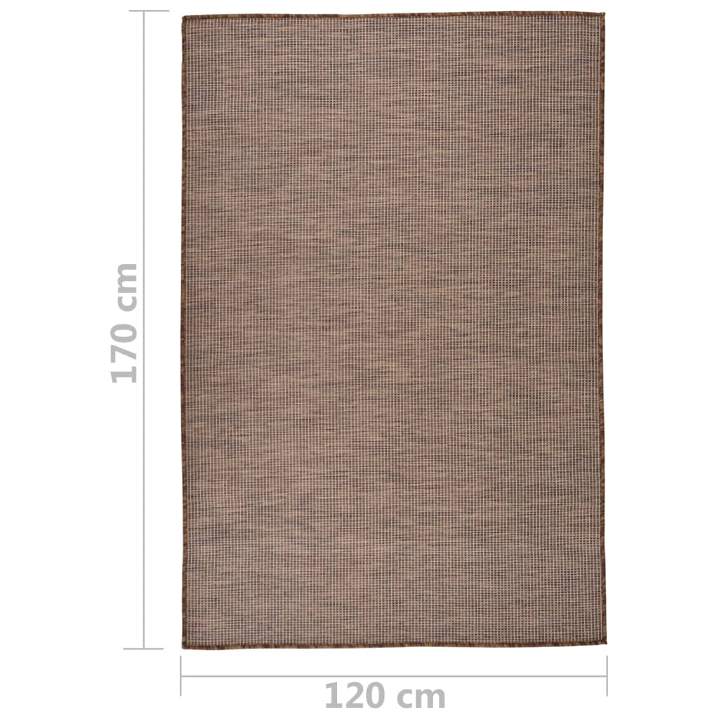 vidaXL Venkovní hladce tkaný koberec 120x170 cm hnědá
