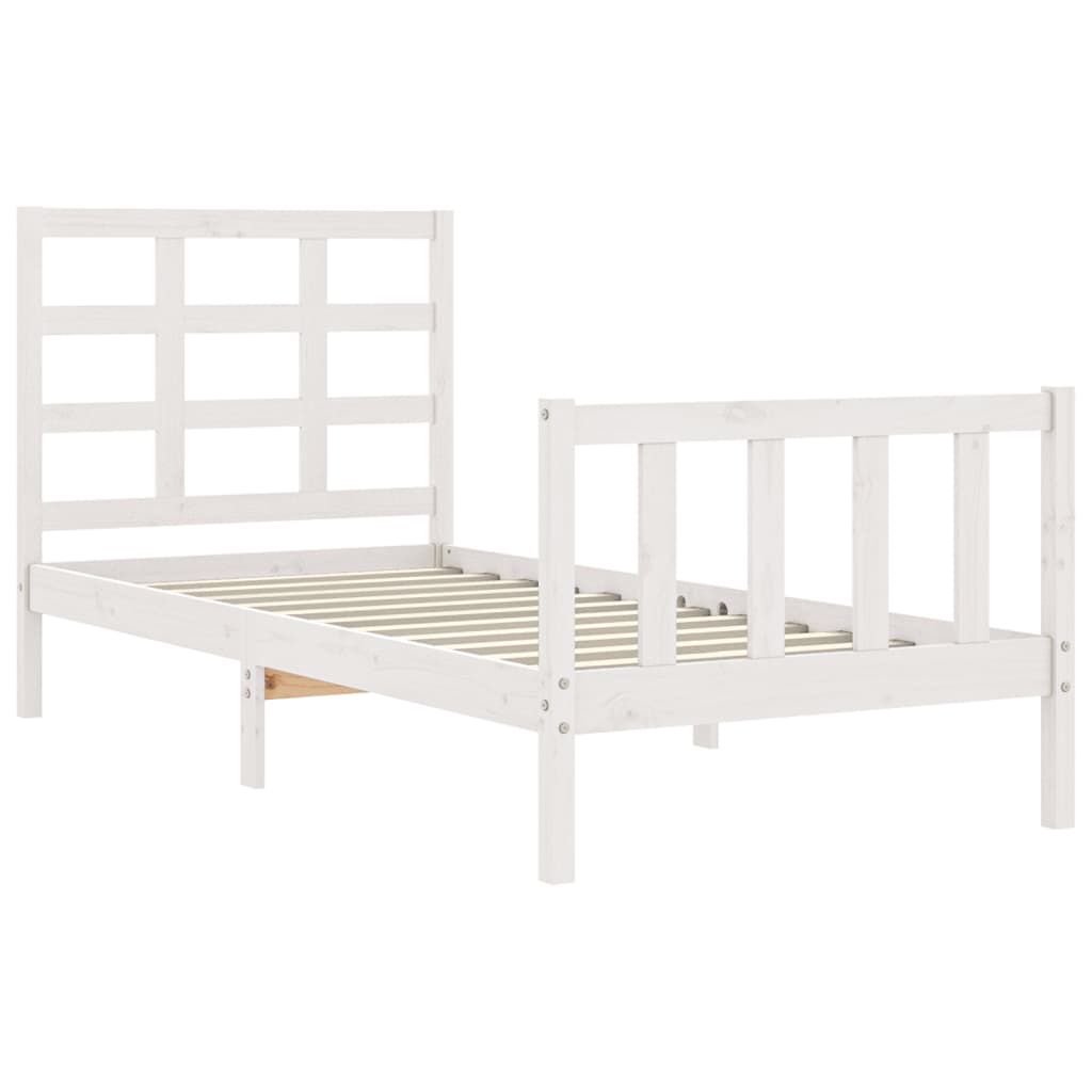 vidaXL Rám postele s čelem bílý 90 x 190 cm masivní dřevo