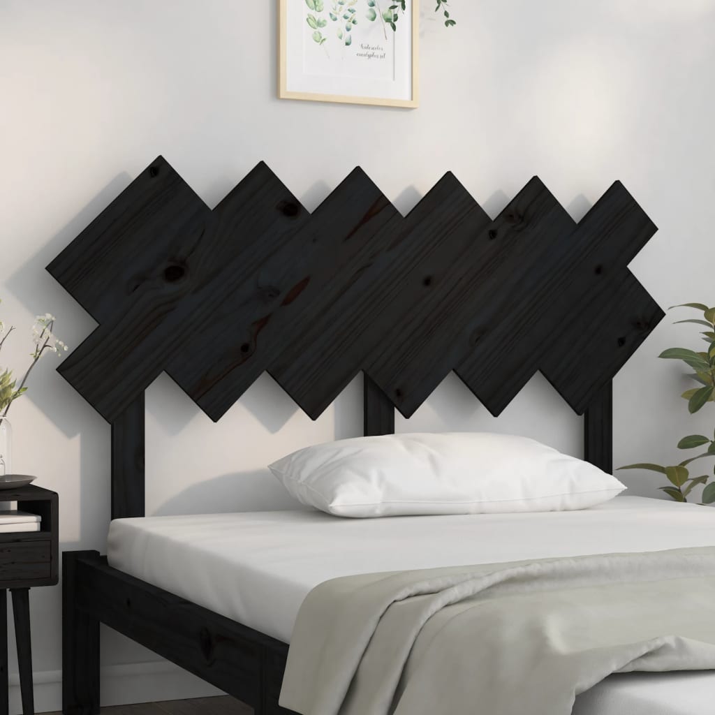 vidaXL Čelo postele černé 132 x 3 x 81 cm masivní borovice
