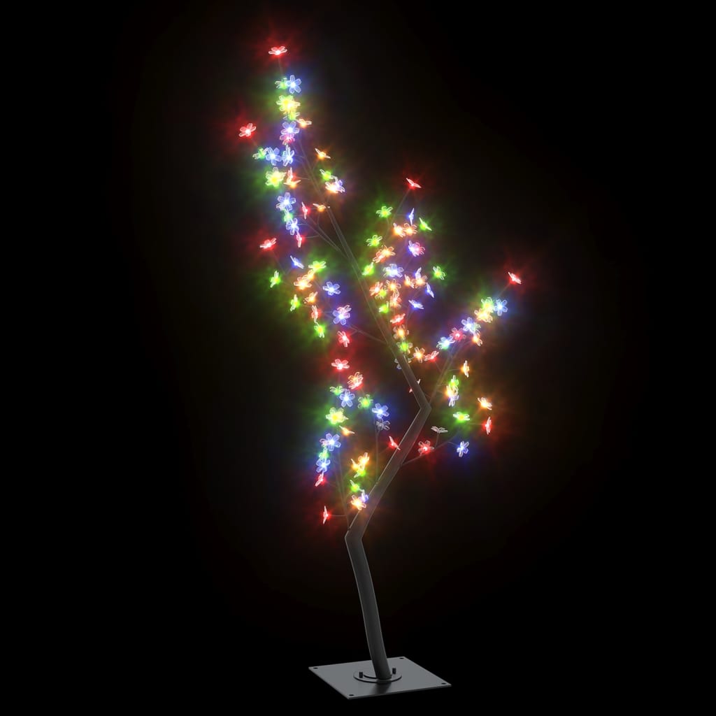 vidaXL Vánoční strom 128 LED diod barevné světlo třešňový květ 120 cm