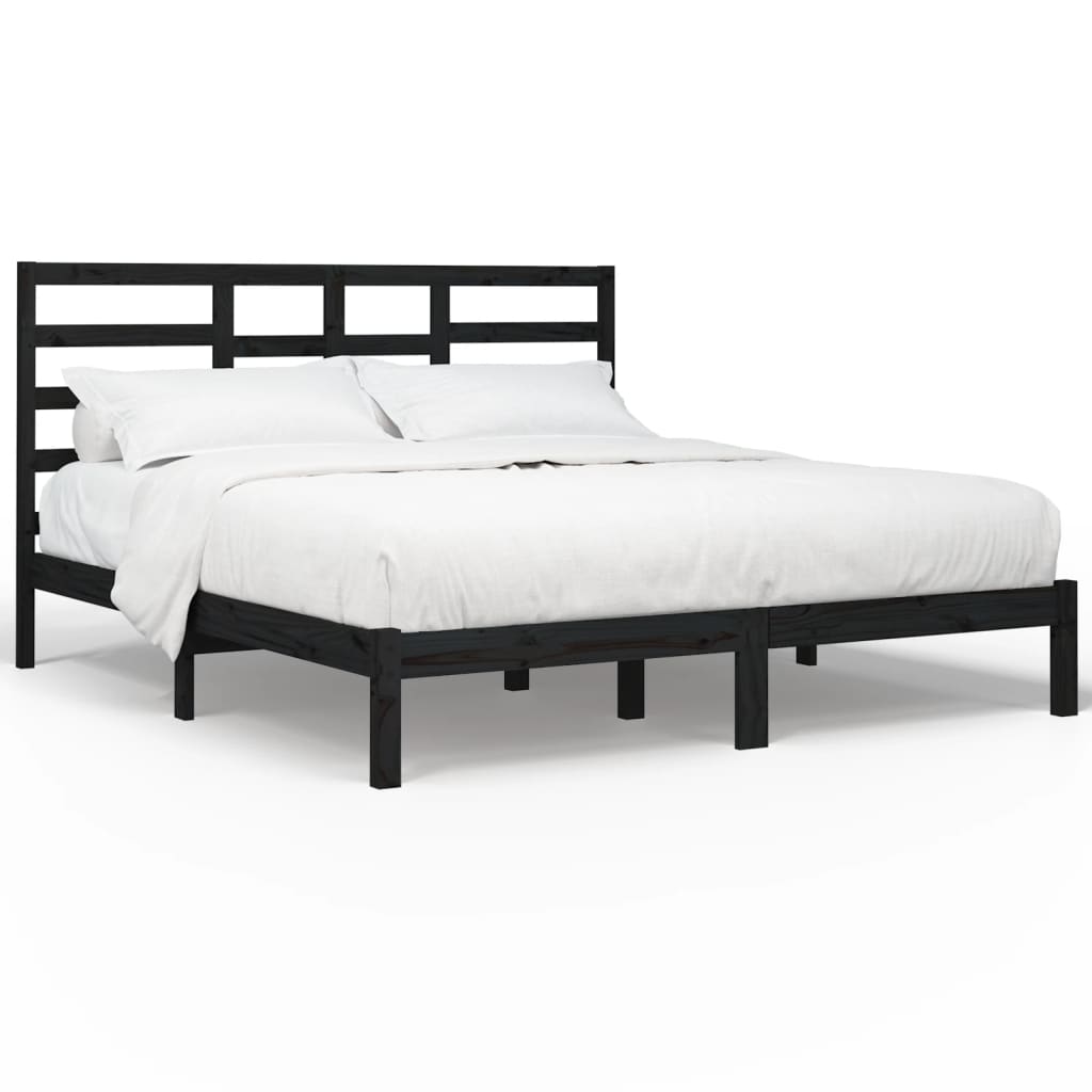 vidaXL Rám postele černý masivní borovice 180 x 200 cm Super King