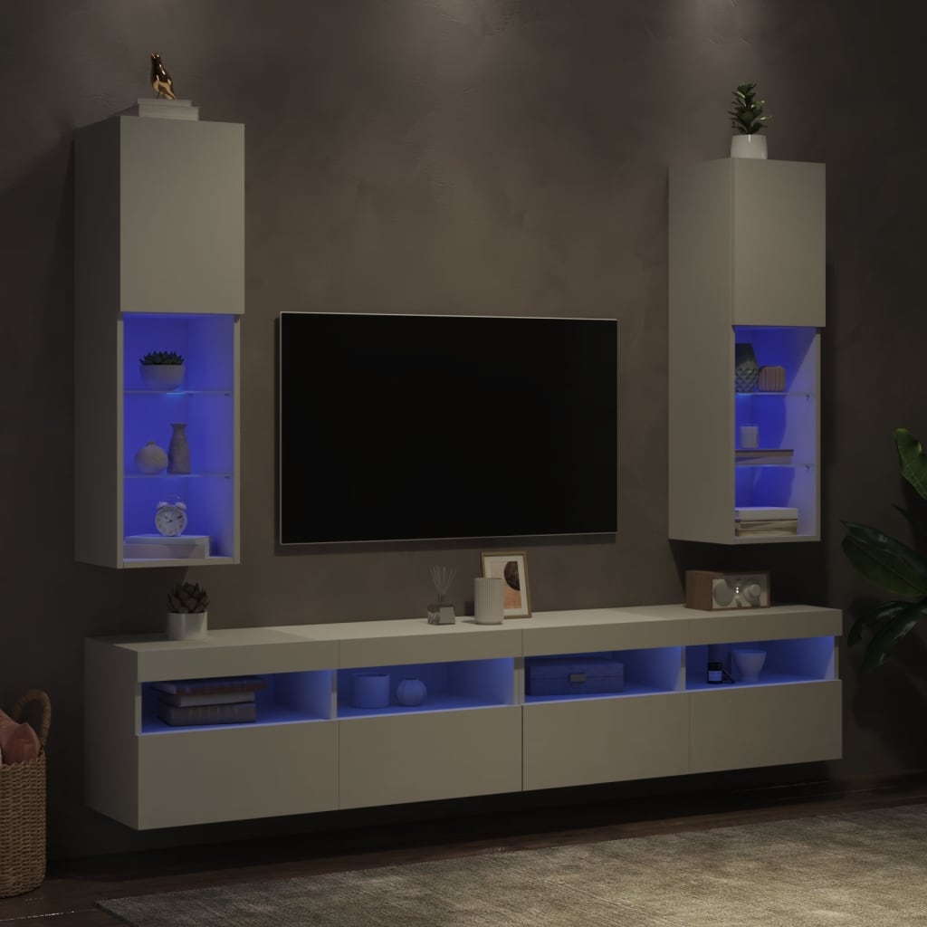 vidaXL TV skříňky s LED osvětlením 2 ks bílé 30,5 x 30 x 102 cm