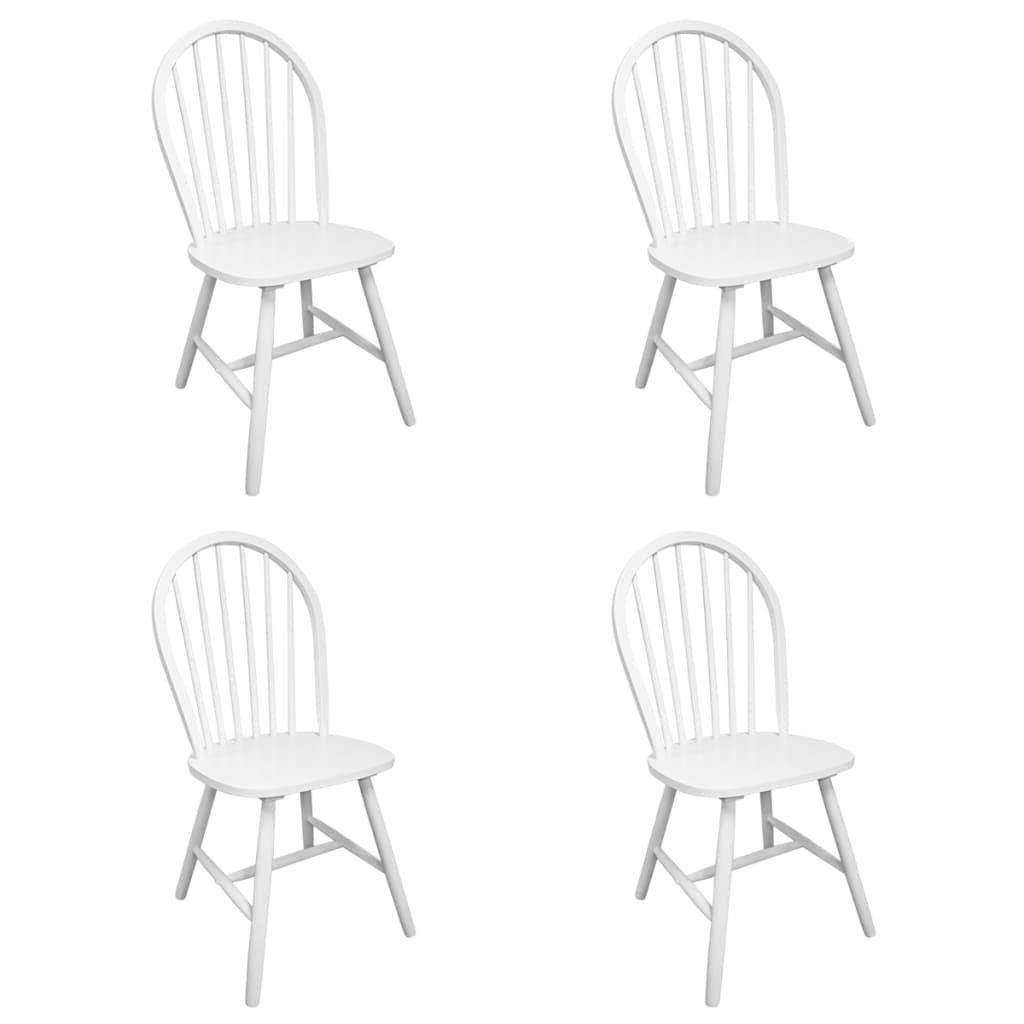 vidaXL Jídelní židle 4 ks bílé masivní kaučukovníkové dřevo