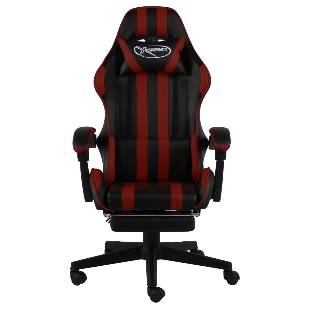 vidaXL Herní židle s podnožkou černo-vínová umělá kůže