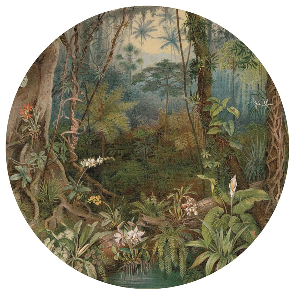 WallArt Kruhová tapeta In the Jungle 142,5 cm