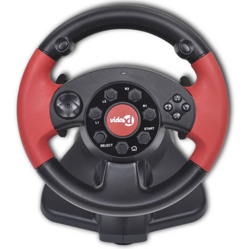 Herní závodní volant pro PS2/PS3/PC, červený