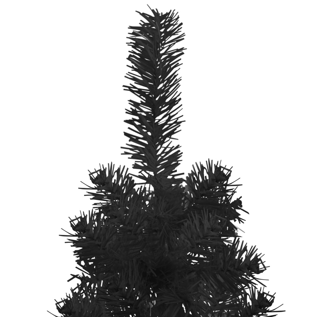 vidaXL Úzký umělý poloviční vánoční stromek se stojanem černý 210 cm