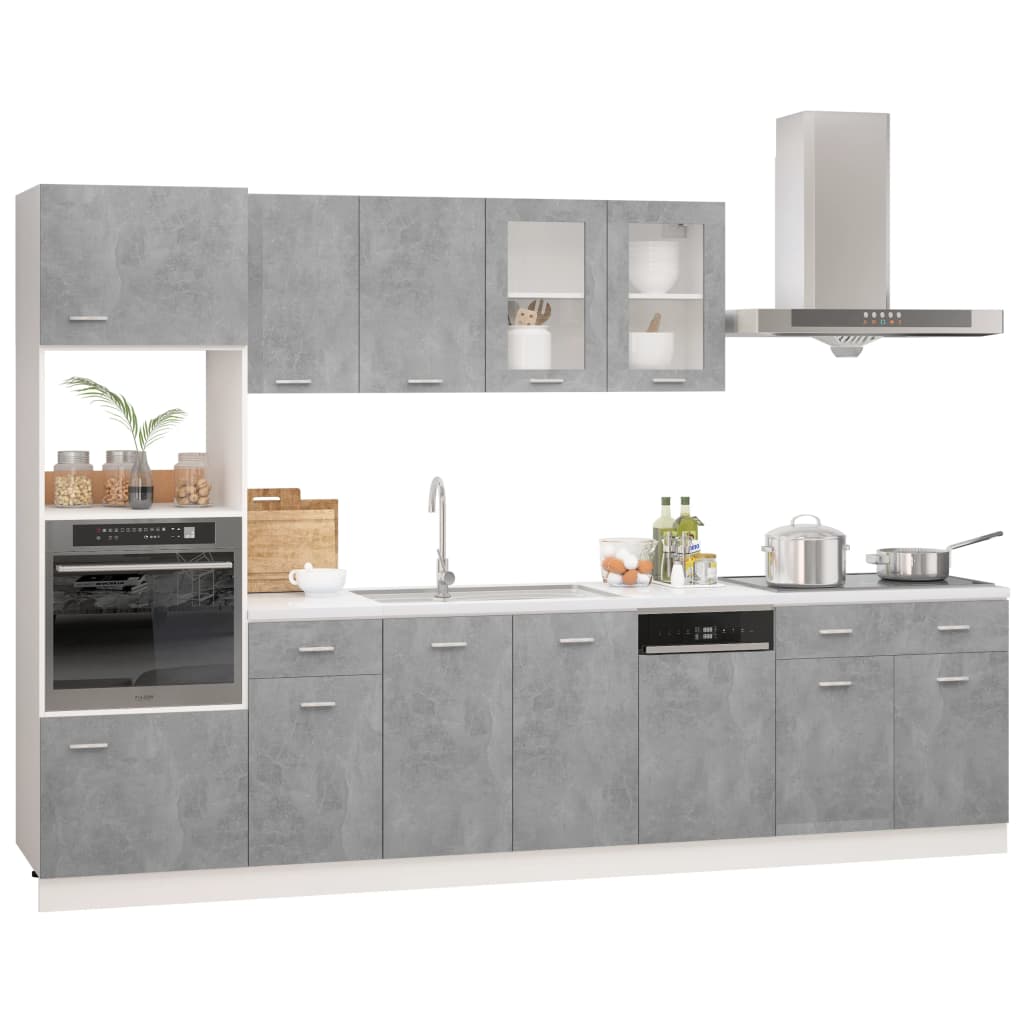 vidaXL 7dílný set kuchyňských skříněk betonově šedý dřevotříska