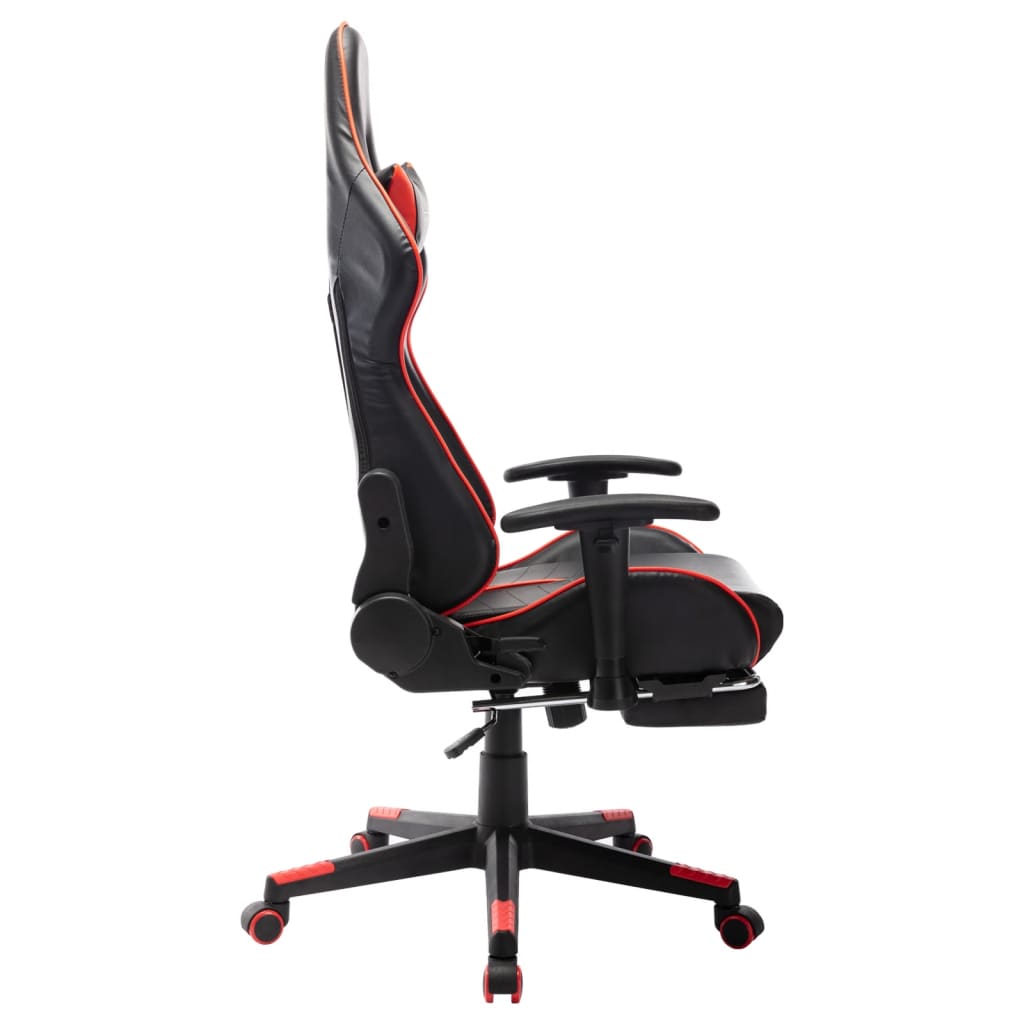 vidaXL Herní židle s podnožkou černá a červená umělá kůže