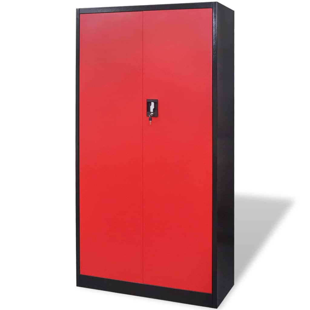 Kovová skříň na nářadí, 180 cm, černo-červená