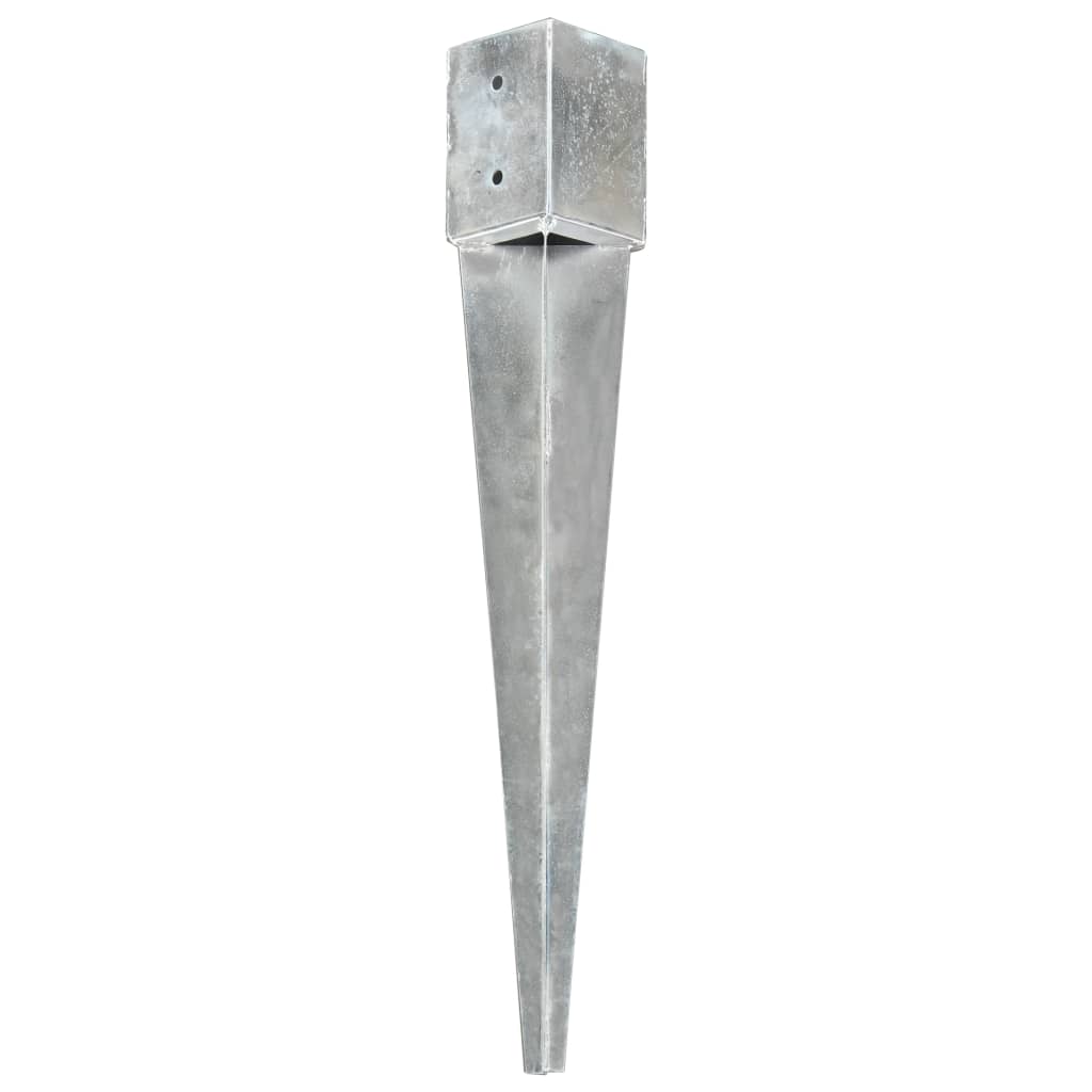 vidaXL Kotvící hroty 2 ks stříbrné 10 x 10 x 76 cm pozinkovaná ocel