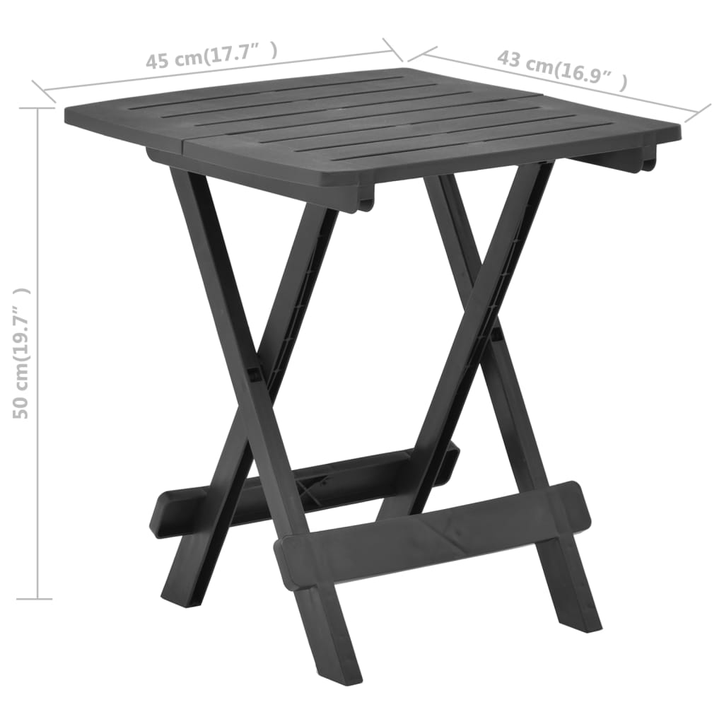 vidaXL Skládací zahradní stolek antracitový 45 x 43 x 50 cm plast