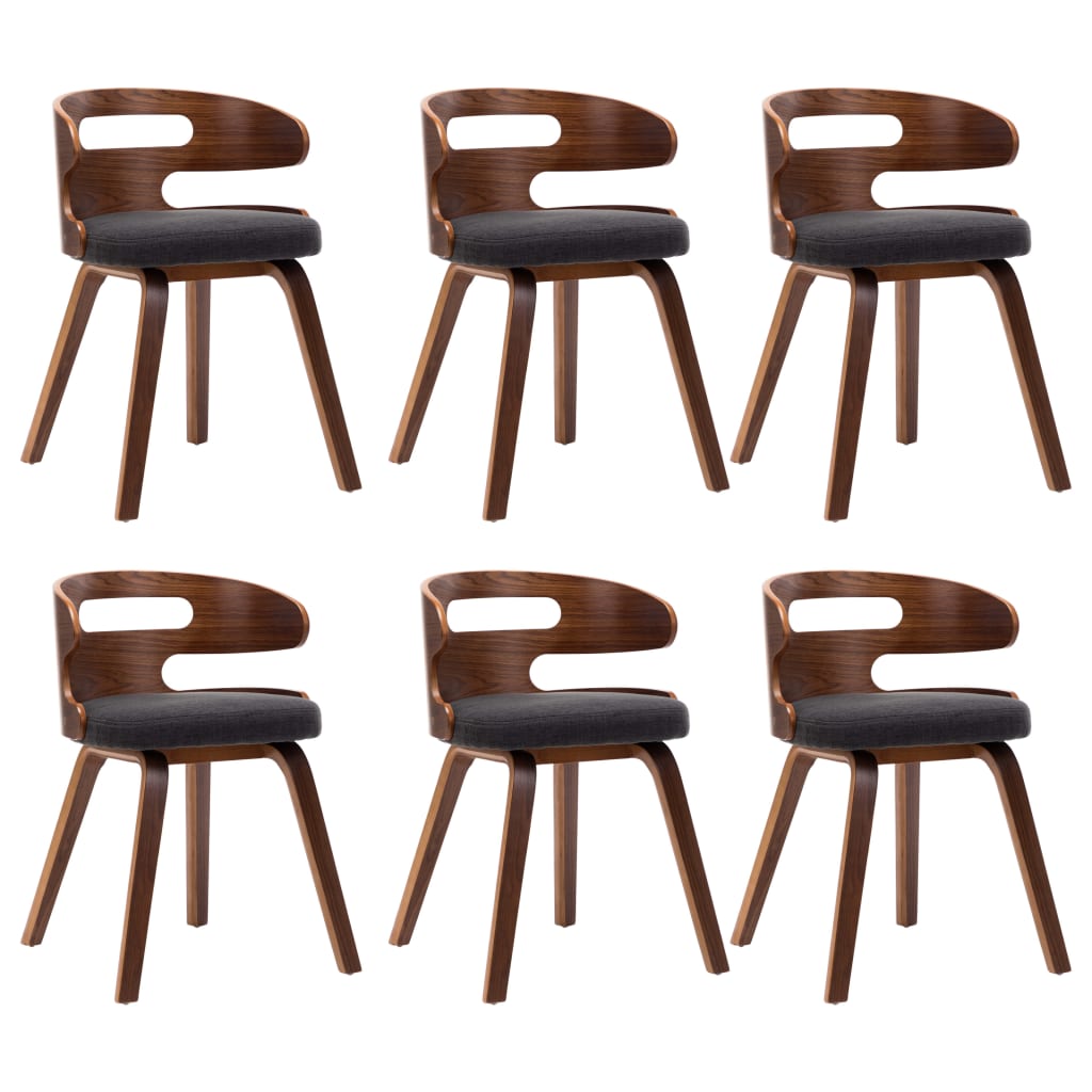 vidaXL Jídelní židle 6 ks tmavě šedé ohýbané dřevo a textil