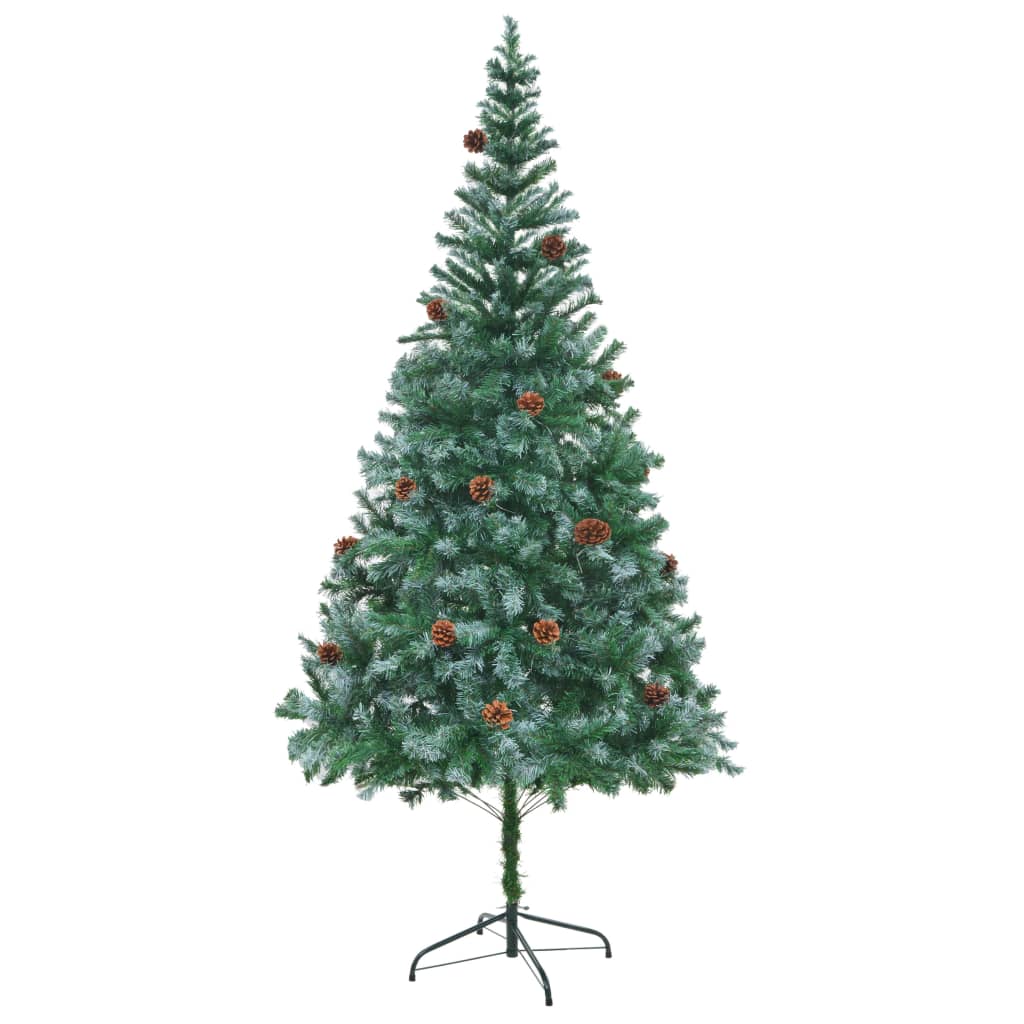 vidaXL Umělý vánoční stromek se šiškami 210 cm