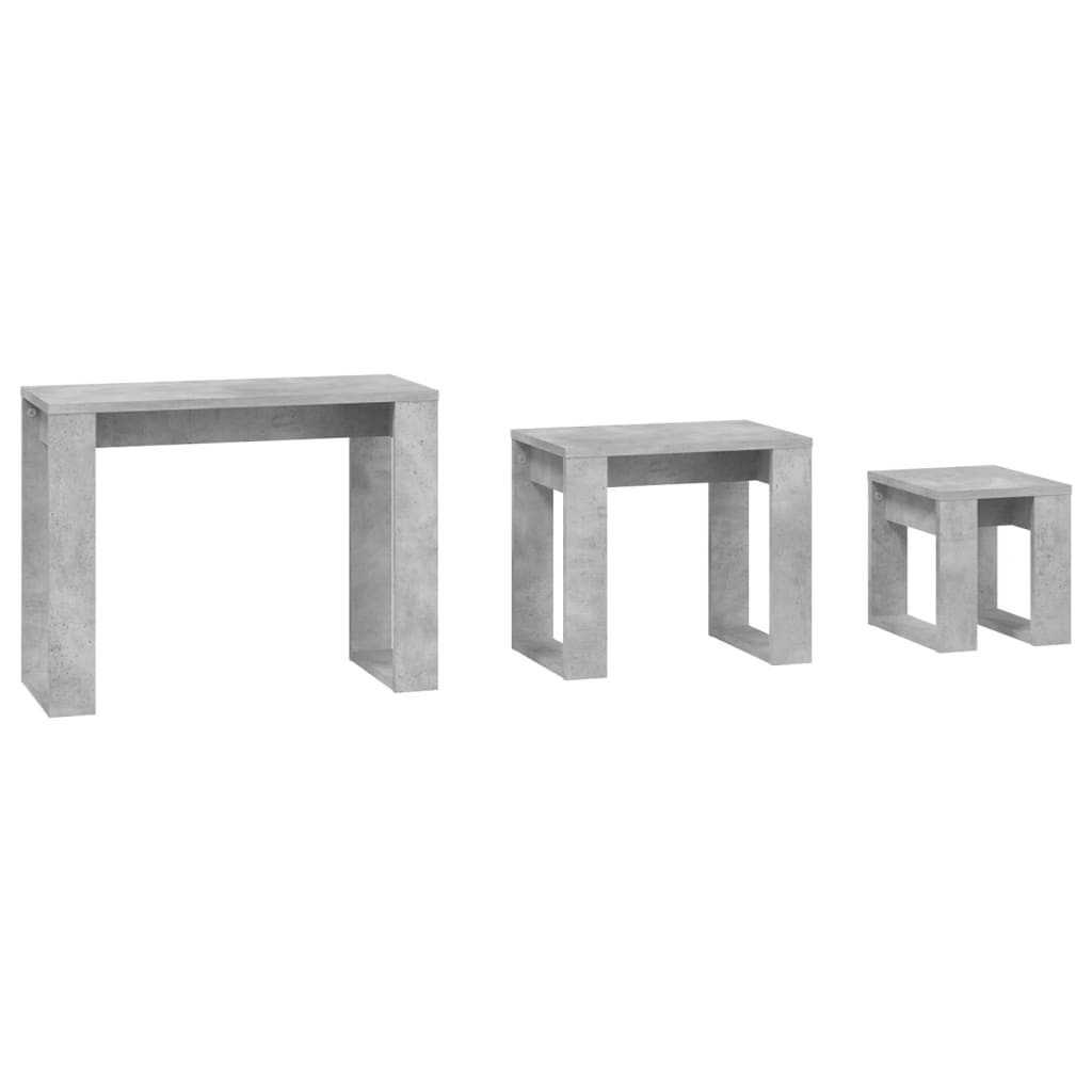 vidaXL Hnízdové stolky 3 ks betonově šedé kompozitní dřevo