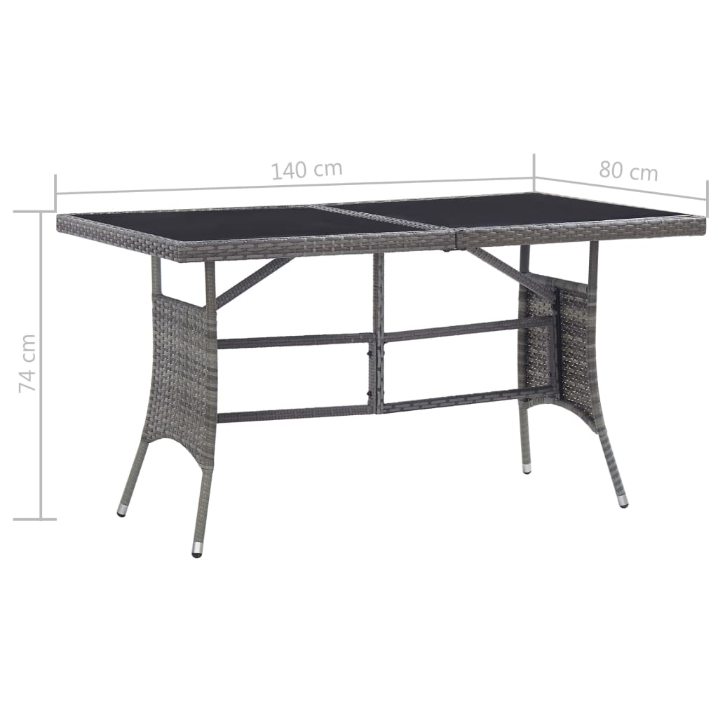 vidaXL Zahradní stůl šedý 140 x 84 x 74 cm polyratan