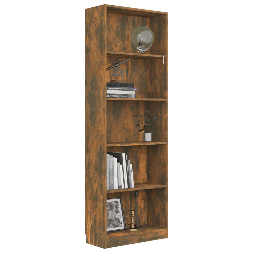 vidaXL 5patrová knihovna kouřový dub 60x24x175 cm kompozitní dřevo
