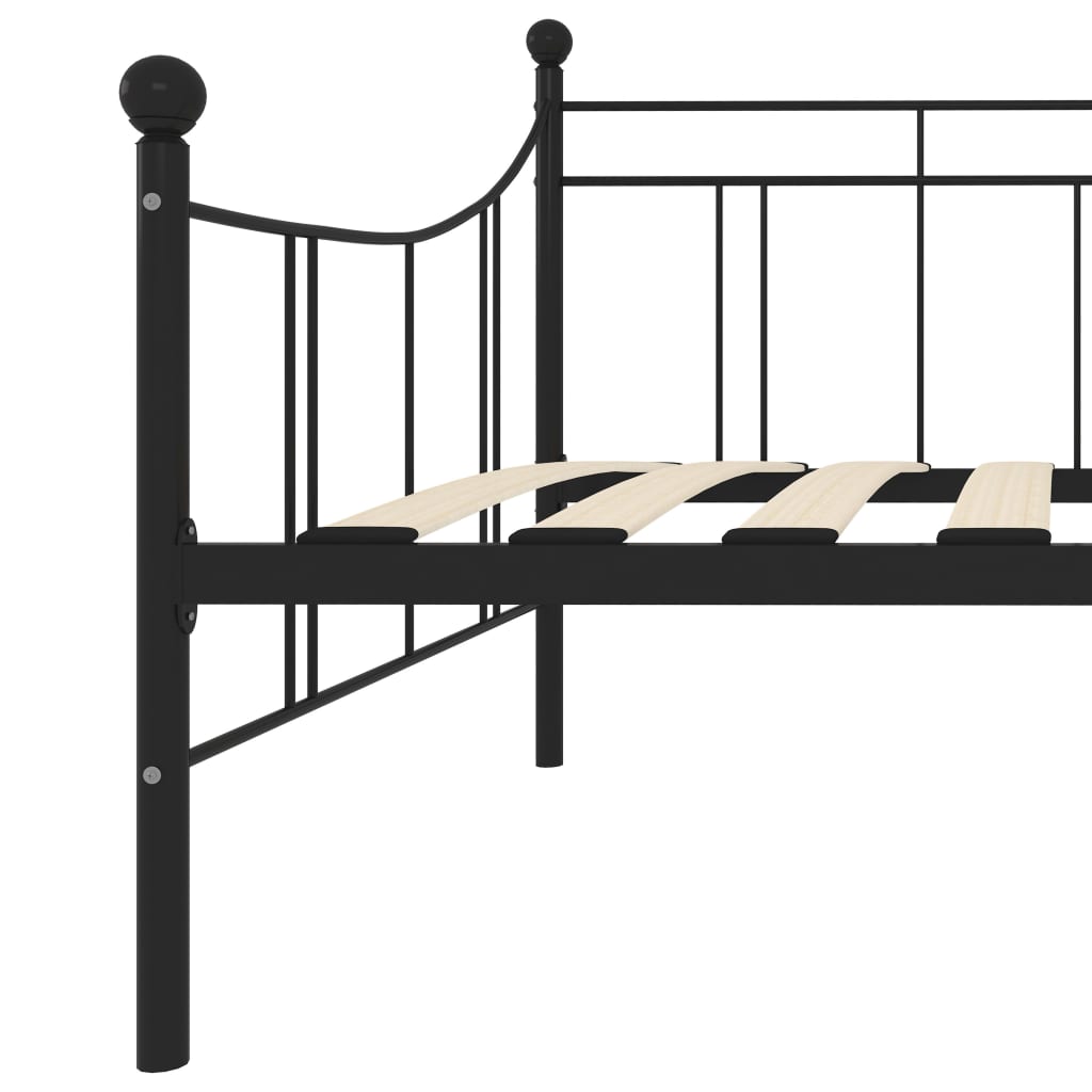 vidaXL Rám denní postele černý kov 90 x 200 cm