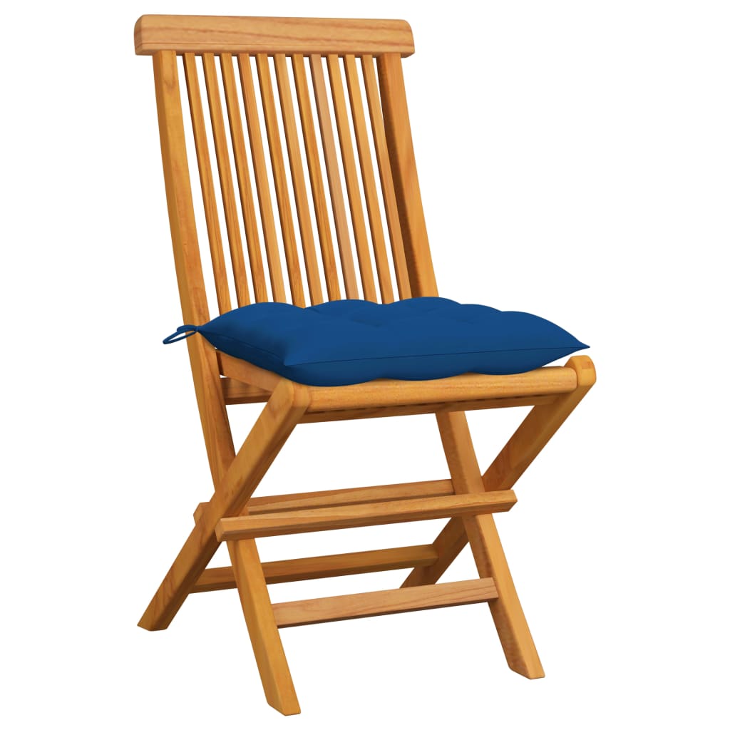 vidaXL Zahradní židle s modrými poduškami 6 ks masivní teak