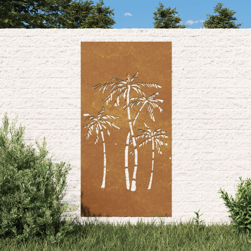 vidaXL Zahradní nástěnná dekorace 105 x 55 cm cortenová ocel Palma