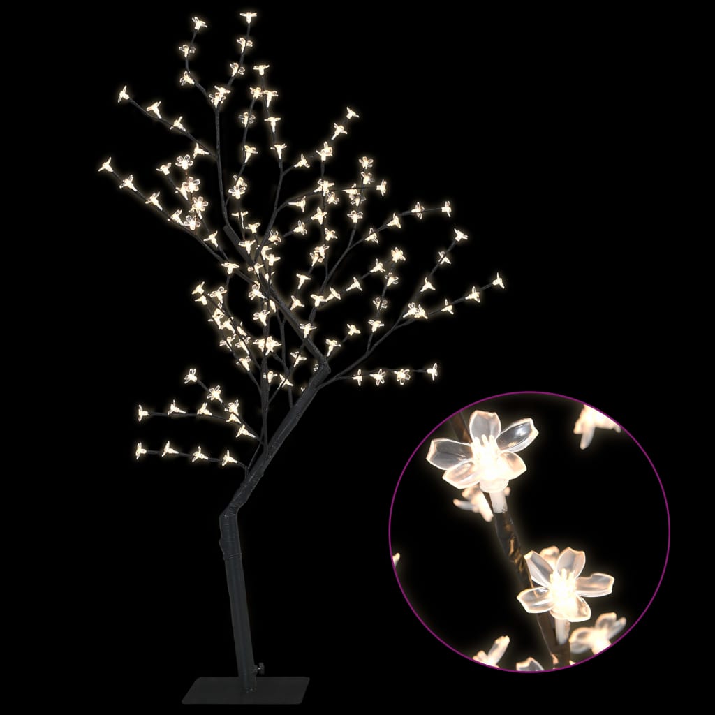 vidaXL Vánoční strom 128 LED teplé bílé světlo třešňový květ 120 cm