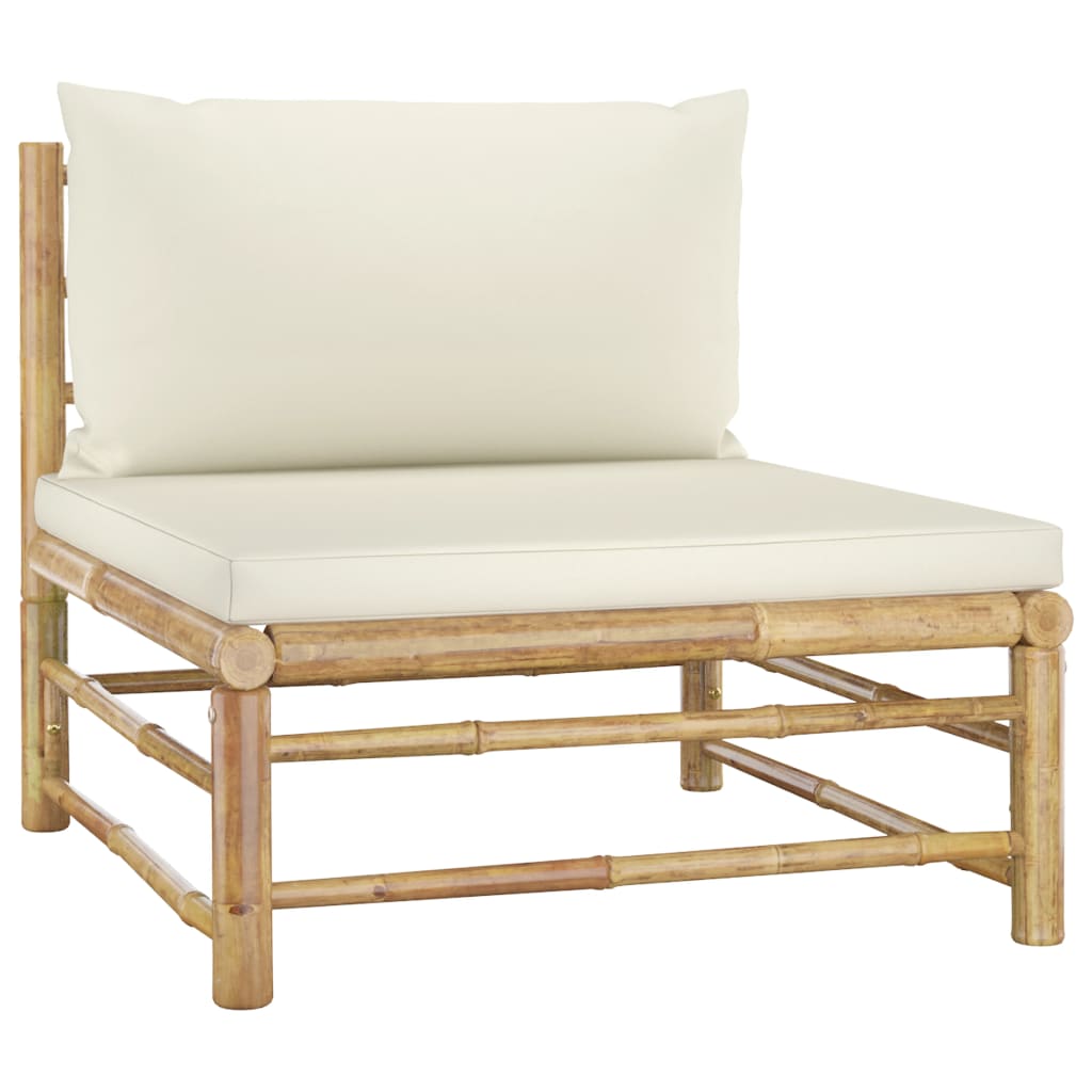 vidaXL 12dílná zahradní sedací souprava + krémově bílé podušky bambus