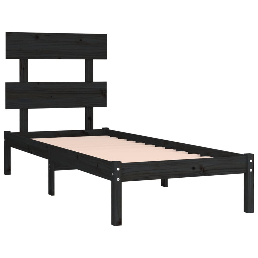 vidaXL Rám postele černý masivní dřevo 90 x 200 cm
