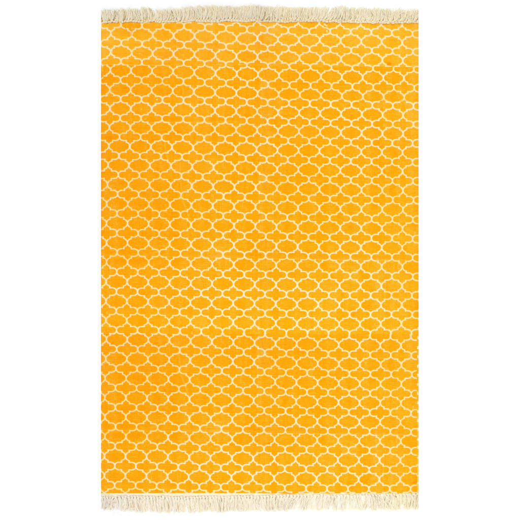 vidaXL Koberec Kilim se vzorem bavlněný 160 x 230 cm žlutý