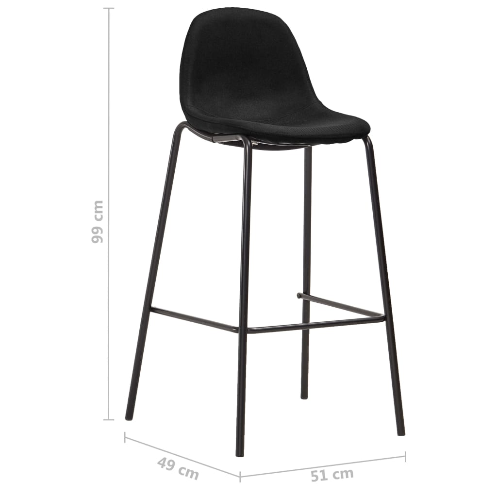 vidaXL Barové židle 6 ks černé textil