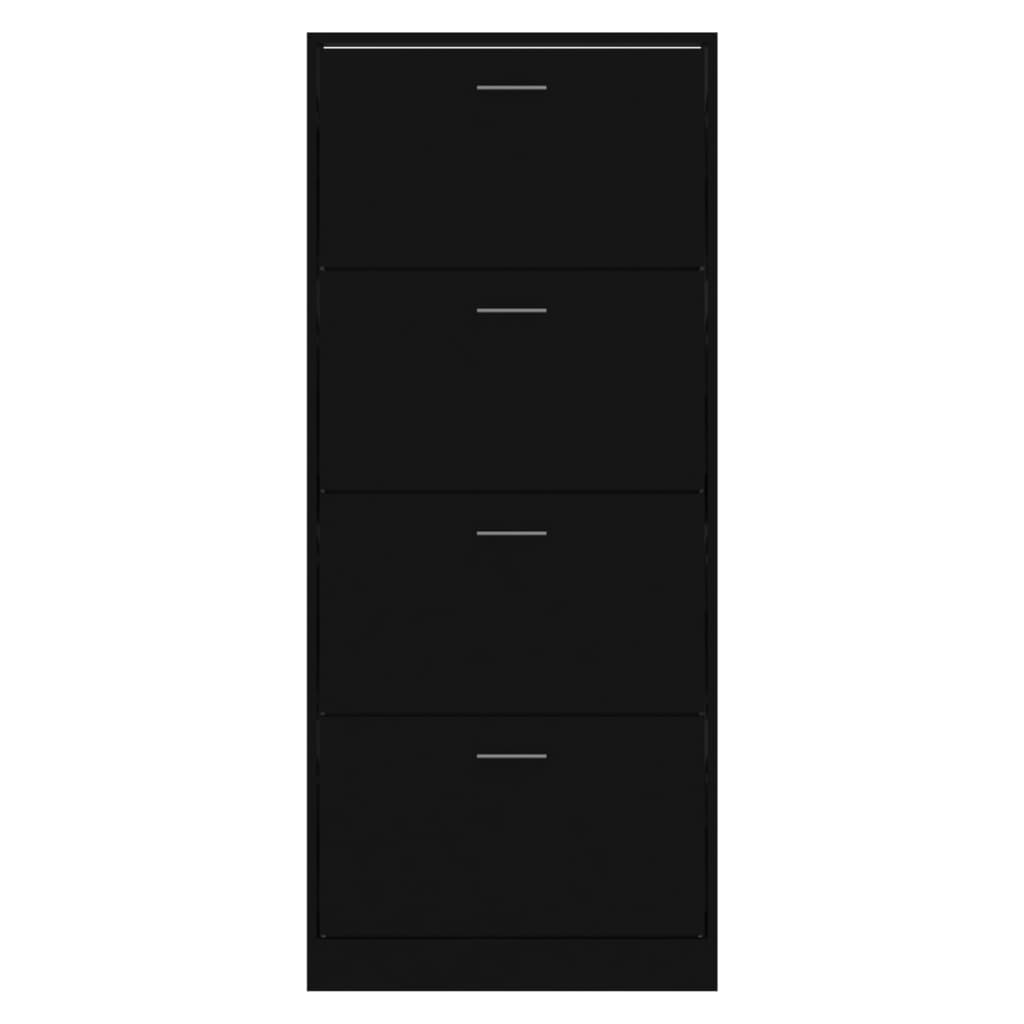 vidaXL Botník černý 63x24x147 cm kompozitní dřevo