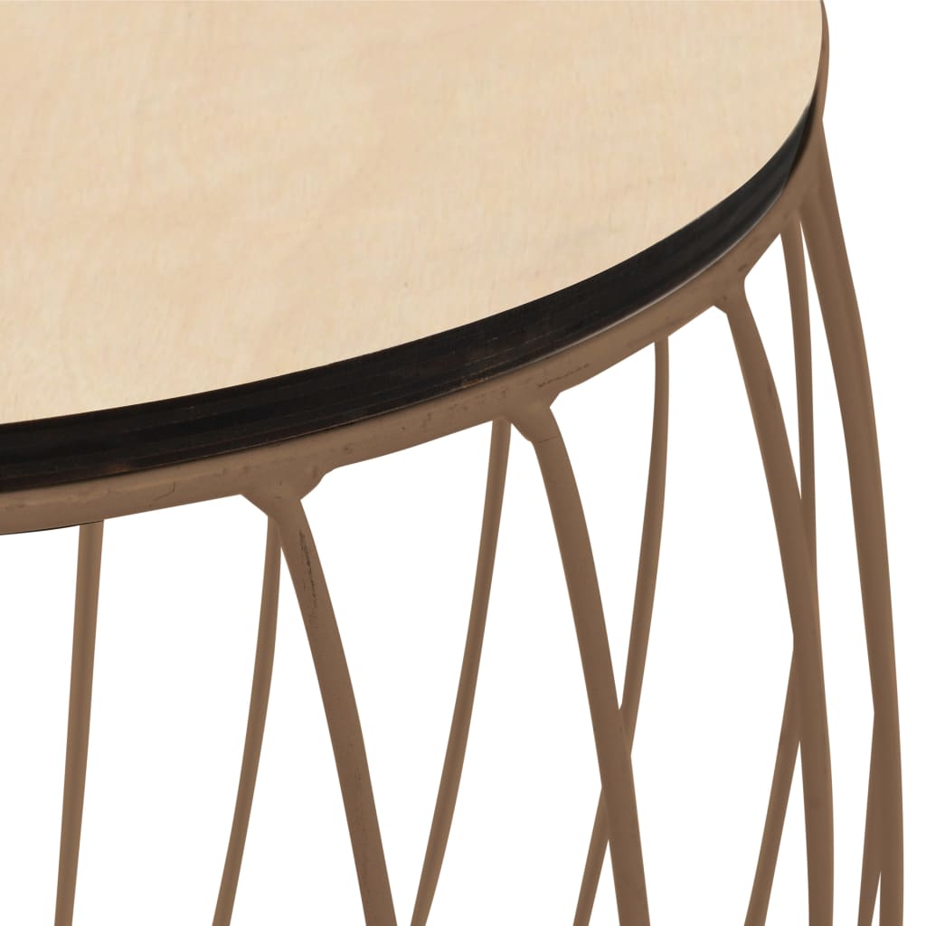 vidaXL Konferenční stolek 3dílná sada z překližky (topol) a železa