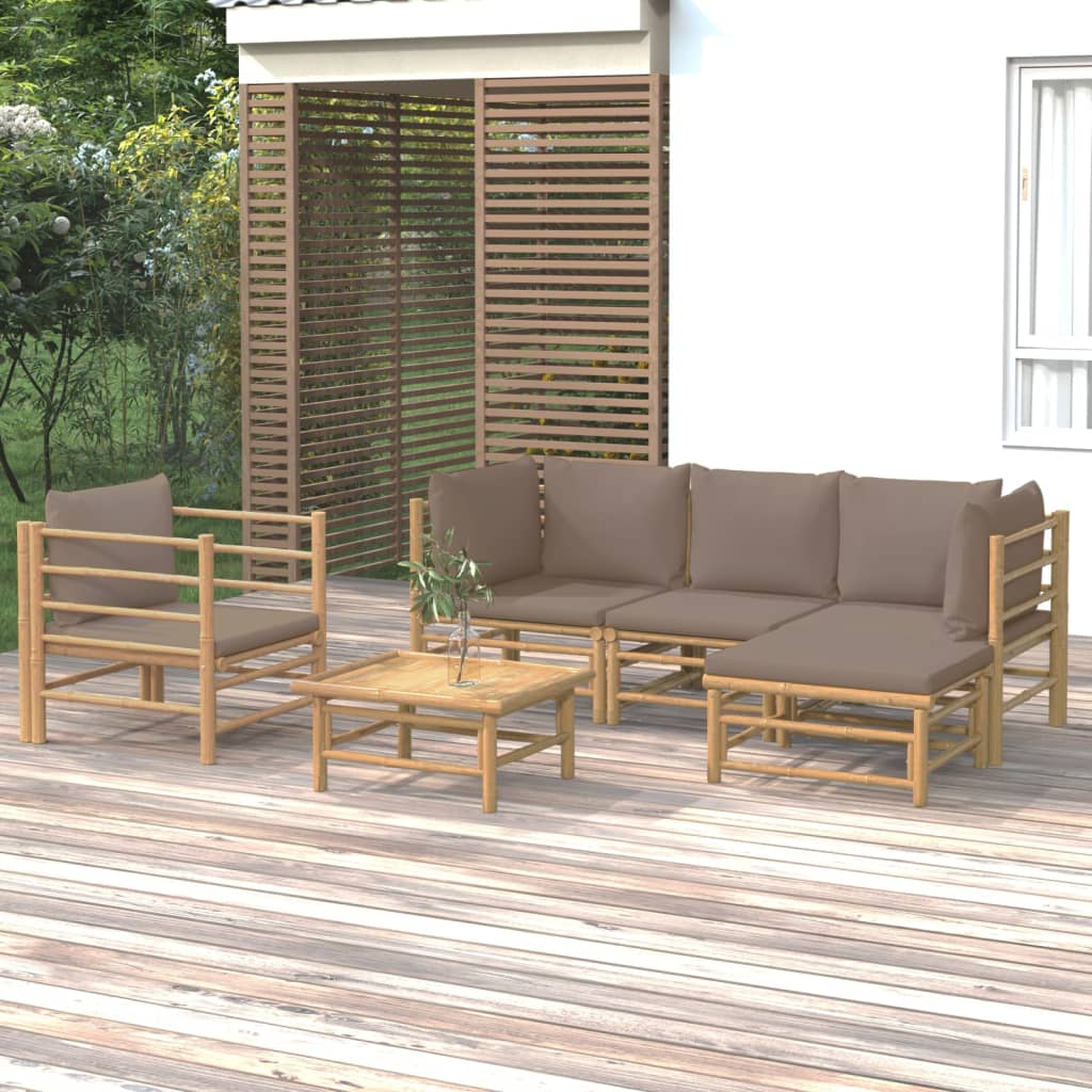 vidaXL 6dílná zahradní sedací souprava s taupe poduškami bambus