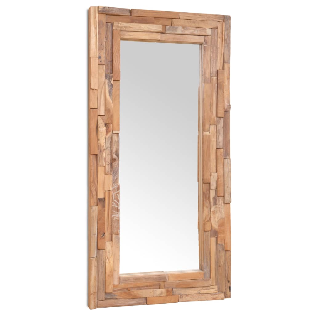 vidaXL Dekorativní zrcadlo teak 120 x 60 cm obdélníkové