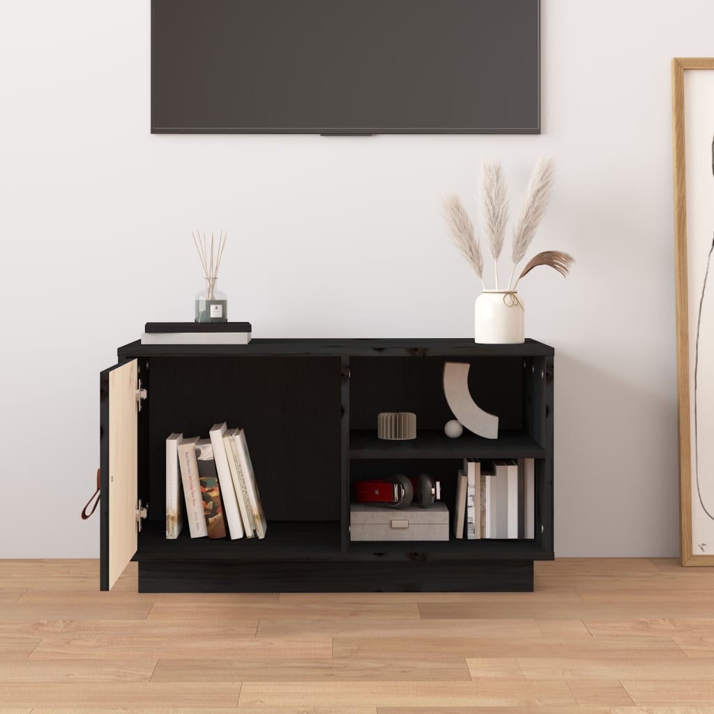 vidaXL TV skříňka černá 70 x 34 x 40 cm masivní borové dřevo