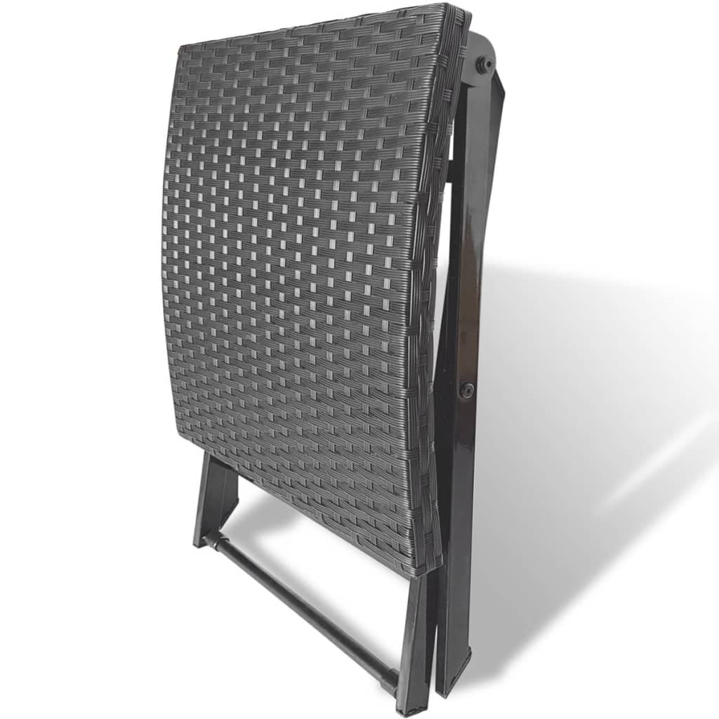 vidaXL Skládací stolička polyratan černá