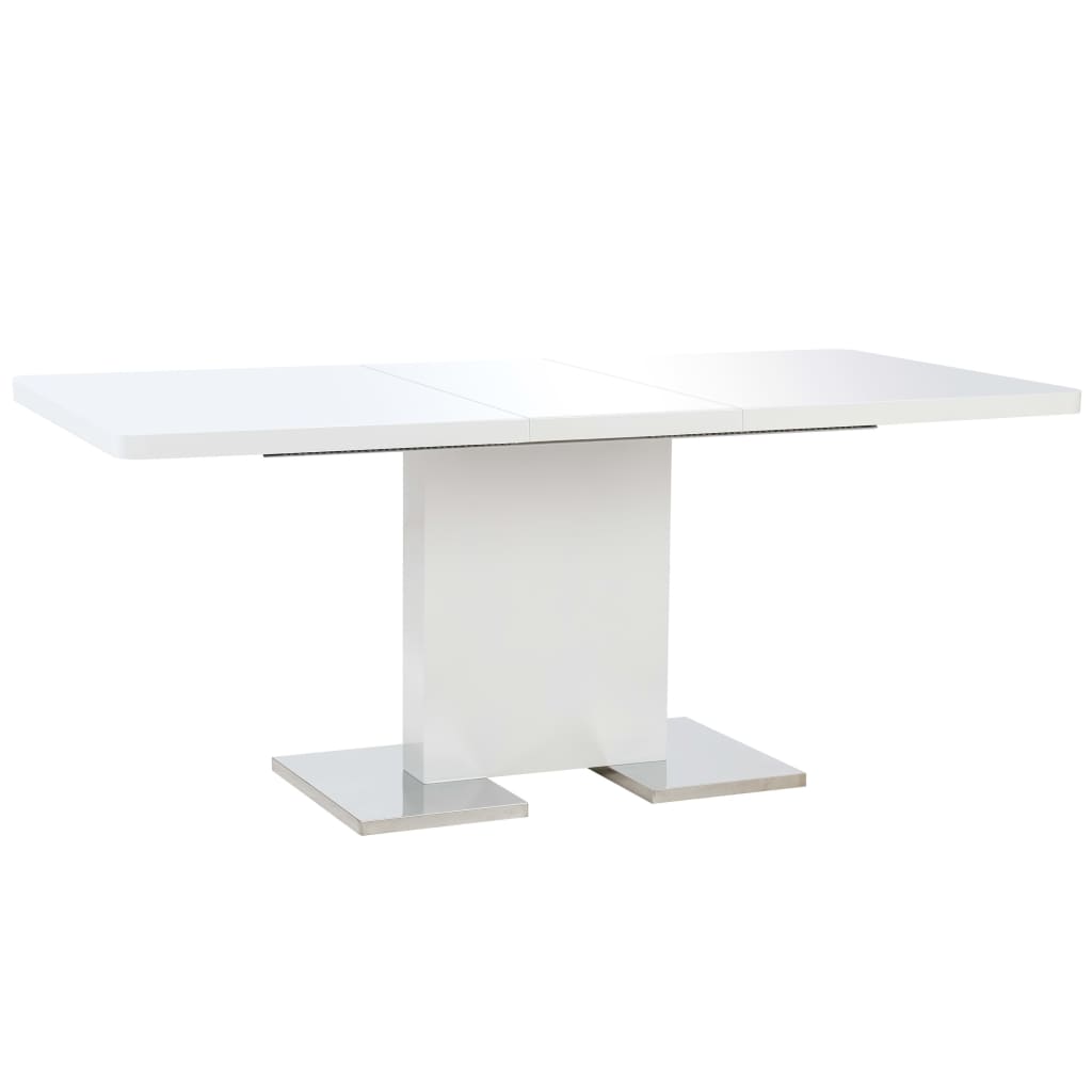 vidaXL Rozkládací jídelní stůl bílý s vysokým leskem 180x90x76 cm MDF