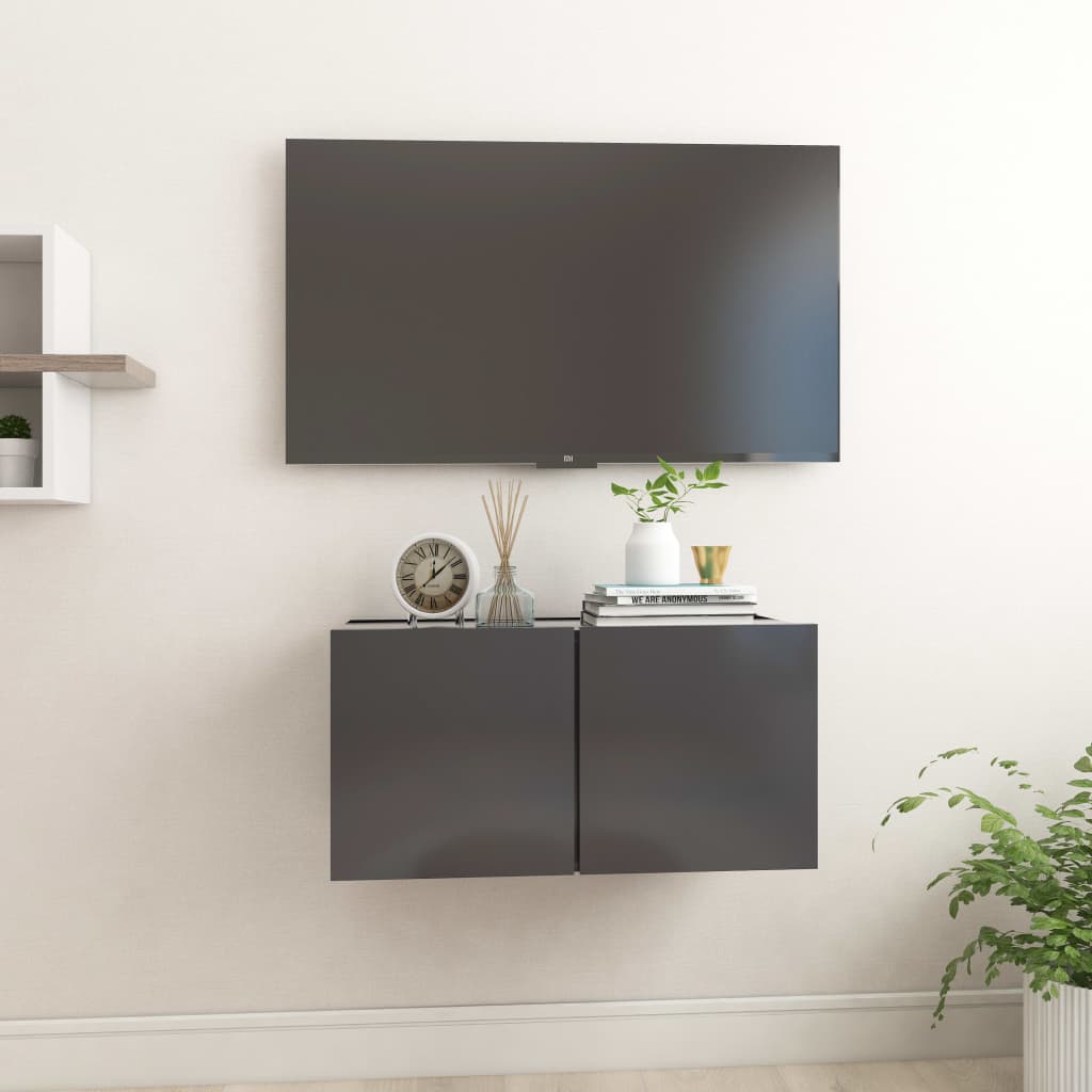 vidaXL Závěsná TV skříňka šedá 60 x 30 x 30 cm