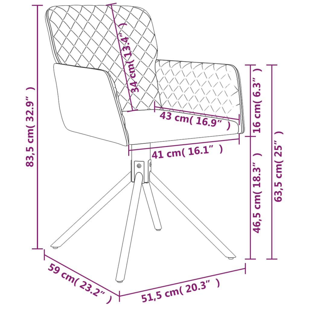 vidaXL Otočné jídelní židle 2 ks krémové samet