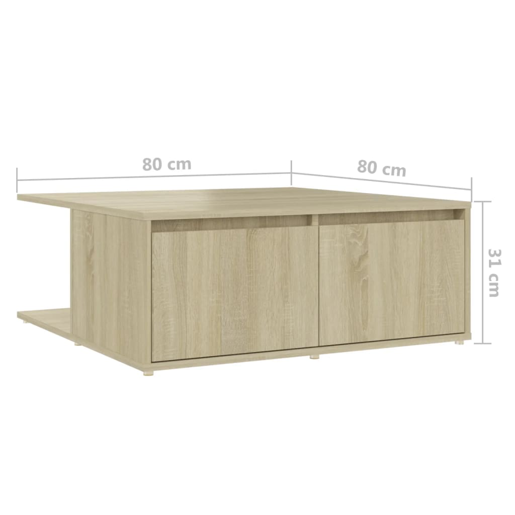 vidaXL Konferenční stolek dub sonoma 80 x 80 x 31 cm dřevotříska