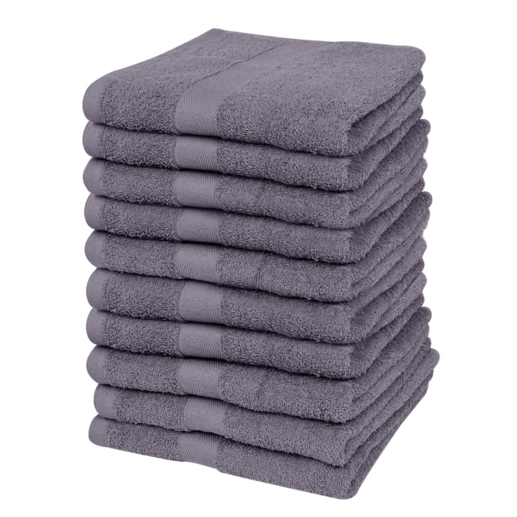 vidaXL Sada ručníků pro hosty 10 ks bavlna 500 g/m² 30x50 cm antracit