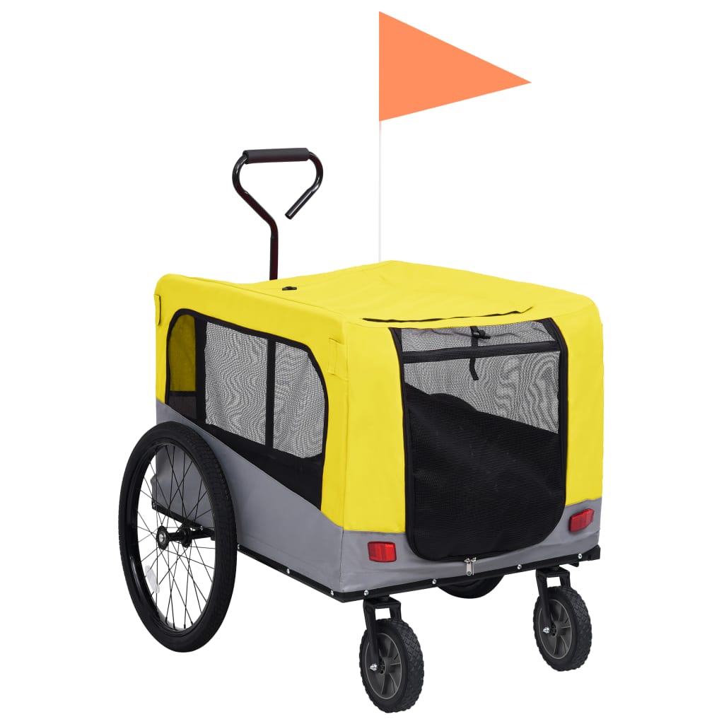 vidaXL Vozík pro psa za kolo a na běhání 2 v 1 žlutý a šedý