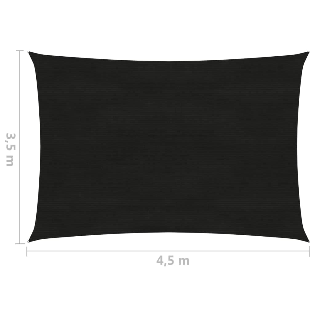 vidaXL Stínící plachta 160 g/m² černá 3,5 x 4,5 m HDPE